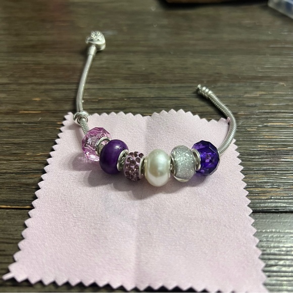 European Large Hole Beads All Purple Lot of 6 - Picture 7 of 9